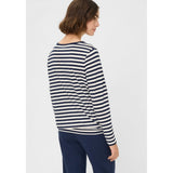 Olsen Embellished Diagonal Striped T-Shirt In Navy