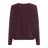 Olsen Keyhole Neckline Sparkle T-Shirt in Dark Wine