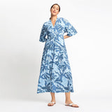 Olsen Midi Dress With V-neck Collar and Floral Pattern