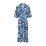 Olsen Midi Dress With V-neck Collar and Floral Pattern