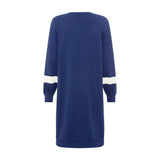 Olsen Nautical Style V-neck dress with long sleeves in Indigo