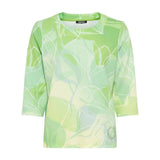 Olsen Patterned top with crew neck in Henny straight fit in Green