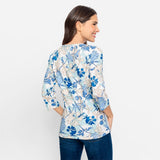 Olsen Round neck top with floral print in Edda fit