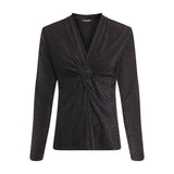 Olsen Shimmer Top With Gathered Front Edda Fit in Black