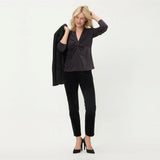 Olsen Shimmer Top With Gathered Front Edda Fit in Black