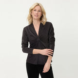 Olsen Shimmer Top With Gathered Front Edda Fit in Black