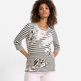 Olsen Striped Top With Frontal Design In Hannah Fit