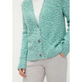 Olsen Two-Tone Bouclé Cardigan In Mint