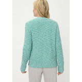 Olsen Two-Tone Bouclé Cardigan In Mint