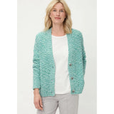 Olsen Two-Tone Bouclé Cardigan In Mint