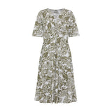 Olsen V Neck Dress With Leaf Print