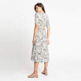 Olsen V Neck Dress With Leaf Print