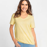 Olsen V Neck Top With Short Sleeves in Clara Fit