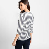 Top With Flower And Navy Stripes In Edda Fit