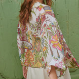 One Hundred Stars Boho Garden Kimono In Ecru