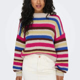 ONLY O-Neck Knitted Pullover in Grey/Birch