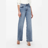 ONLY ONLJUICY High waist Wide Leg Fit Jeans In Medium Blue Denim 32 Length