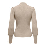 ONLY Onlkatia High Neck Knitted Pullover in Brown Mocha Meringue