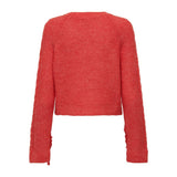 ONLY Onlmargina O-Neck Knitted Pullover with Fringes in Red