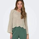 ONLY Onlnola Cropped Knitted Pullover Crochet In Grey Feather