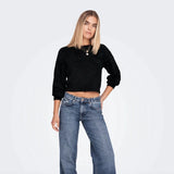 ONLY Onlpiumo Fluffy Short Knitted Pullover in Black