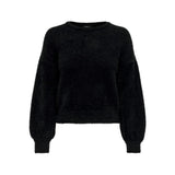 ONLY Onlpiumo Fluffy Short Knitted Pullover in Black