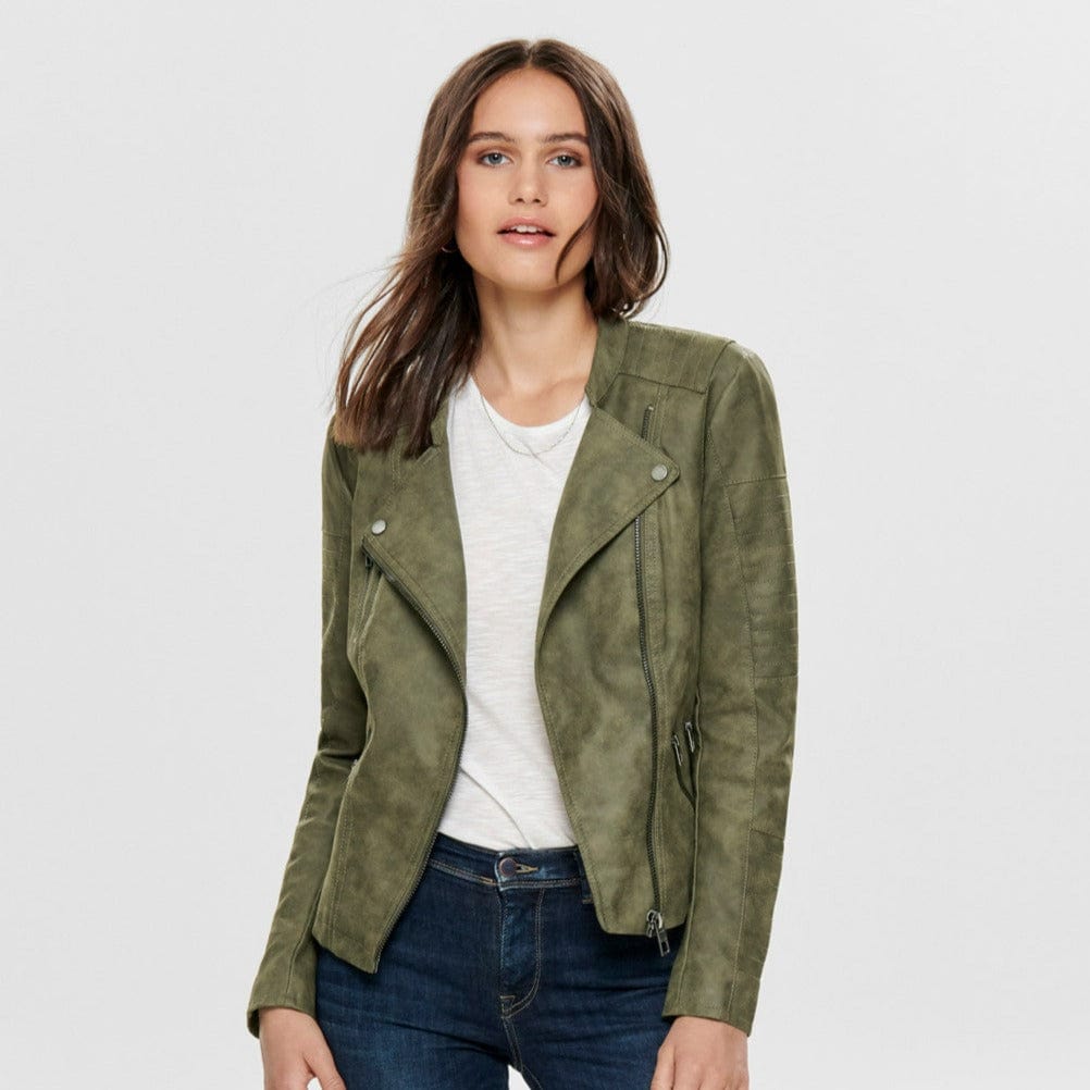 Only ava faux leather biker jacket shop