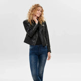 ONLY Biker Faux Leather Jacket in Black