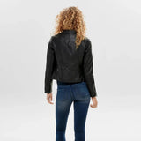 ONLY Biker Faux Leather Jacket in Black
