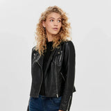 ONLY Biker Faux Leather Jacket in Black