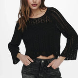 ONLY Cropped Knitted Pullover in Black