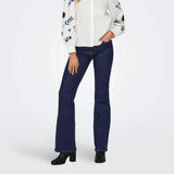 ONLY High Waisted Flared Rinse Denim Jeans In 30" Length