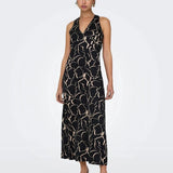 ONLY Maxi Dress with V-Neck in Black