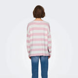 ONLY ONLAMALIO Knitted pullover in Rose/ Rose Smoke Stripe