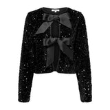 ONLY ONLANIKA Sequins Bow Top In Black