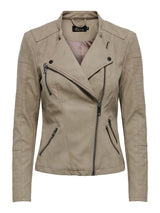 ONLY Onlava Faux Leather Jacked in Weathered Teak