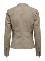 ONLY Onlava Faux Leather Jacked in Weathered Teak