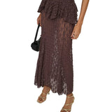 ONLY ONLAYA Lace Long Skirt In Chocolate Martini