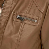 ONLY Onlbandit Faux Leather Jacket in Brown/Cognac