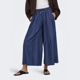ONLY ONLBEA High Waist Wide Leg Fit Jeans In Dark Blue Denim