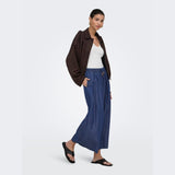 ONLY ONLBEA High Waist Wide Leg Fit Jeans In Dark Blue Denim