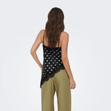 ONLY ONLBELLA Strap Satin Lace Top In Black White Dot
