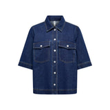 ONLY ONLBELLE Denim Shirt In Dark Blue Denim
