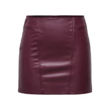 ONLY ONLBITTEN Faux Leather Mini Skirt In Fig