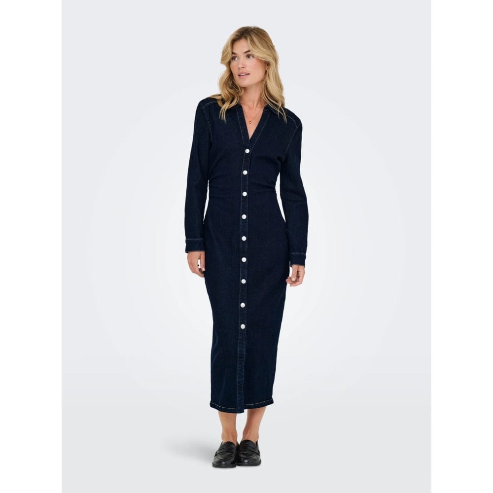 ONLY ONLCAITLIN Long Dress In Dark Blue Denim