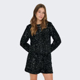 ONLY ONLCONFIDENCE LS Sequin Bow Top In Black