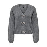 ONLY ONLDONNA BOW Knitted Pullover In Grey
