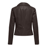 ONLY ONLGEMMA Faux Leather Biker Jacket In Chocolate