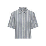 ONLY ONLGOA Linen Shirt In Blue Stripes