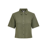 ONLY ONLGOA Linen Shirt In Smokey Olive